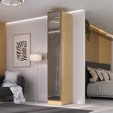 Guarda-Roupa 1 Porta Reflecta Ravi Marrom/Olmo Italiano