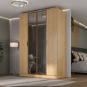 Ver imagem 1 de Guarda-Roupa 4 Portas, 2 MDF e 2 Reflecta Ravi Marrom/Olmo Italiano