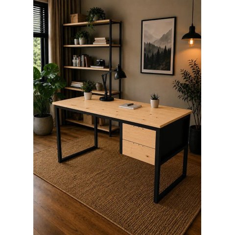 Escrivaninha Estilo Industrial com 2 Gavetas 1,00x40