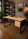 Ver imagem 1 de Escrivaninha Estilo Industrial com 2 Gavetas 1,00x40
