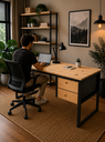Ver imagem 2 de Escrivaninha Estilo Industrial com 2 Gavetas 1,00x40
