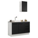 Ver imagem 2 de Conjunto Gabinete para Banheiro 120cm 3 Portas 3 Gavetas Branco/preto Agata Madesa 01