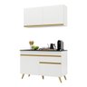 Armário de Cozinha Compacta 120cm Veneza Multimóveis V3687 Branco/Dourado - 2