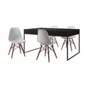Ver imagem 2 de Mesa Jantar Industrial Retangular Filadélfia Preta 137x90cm Base Ferro Preto com 4 Cadeiras Brancas