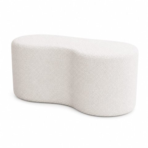 Puff Orgânico Feijão 80cm para Sala e Quarto Bouclé Branco