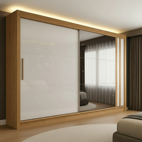 Guarda-roupa Casal 2 Portas de Correr 4 Gavetas com Espelho Toquio Espresso Móveis