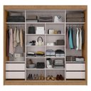 Ver imagem 3 de Guarda-Roupa Casal 2 Portas de Correr 4 Gavetas com Espelho Toquio Espresso Móveis Branco/Freijó/Off White