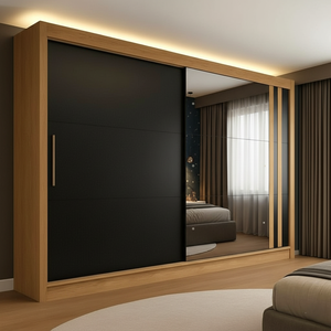 Guarda-Roupa Casal 2 Portas De Correr 4 Gavetas Com Espelho Seul