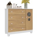 Ver imagem 2 de Cômoda Infantil 95cm 1 Porta com Vidro e 4 Gavetas Bombom Multimóveis Mp4464 Branco-madeirado