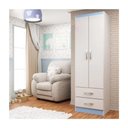 Ver imagem 1 de Guarda-roupa Infantil 2 Portas 2 Gavetas Atalaia - Branco / Azul Branco / Azul