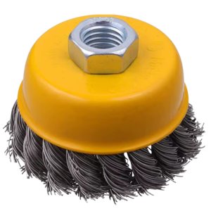 Escova de Aço Tipo Copo Cônica Circular Trançada Torcida 64mm | Fertak