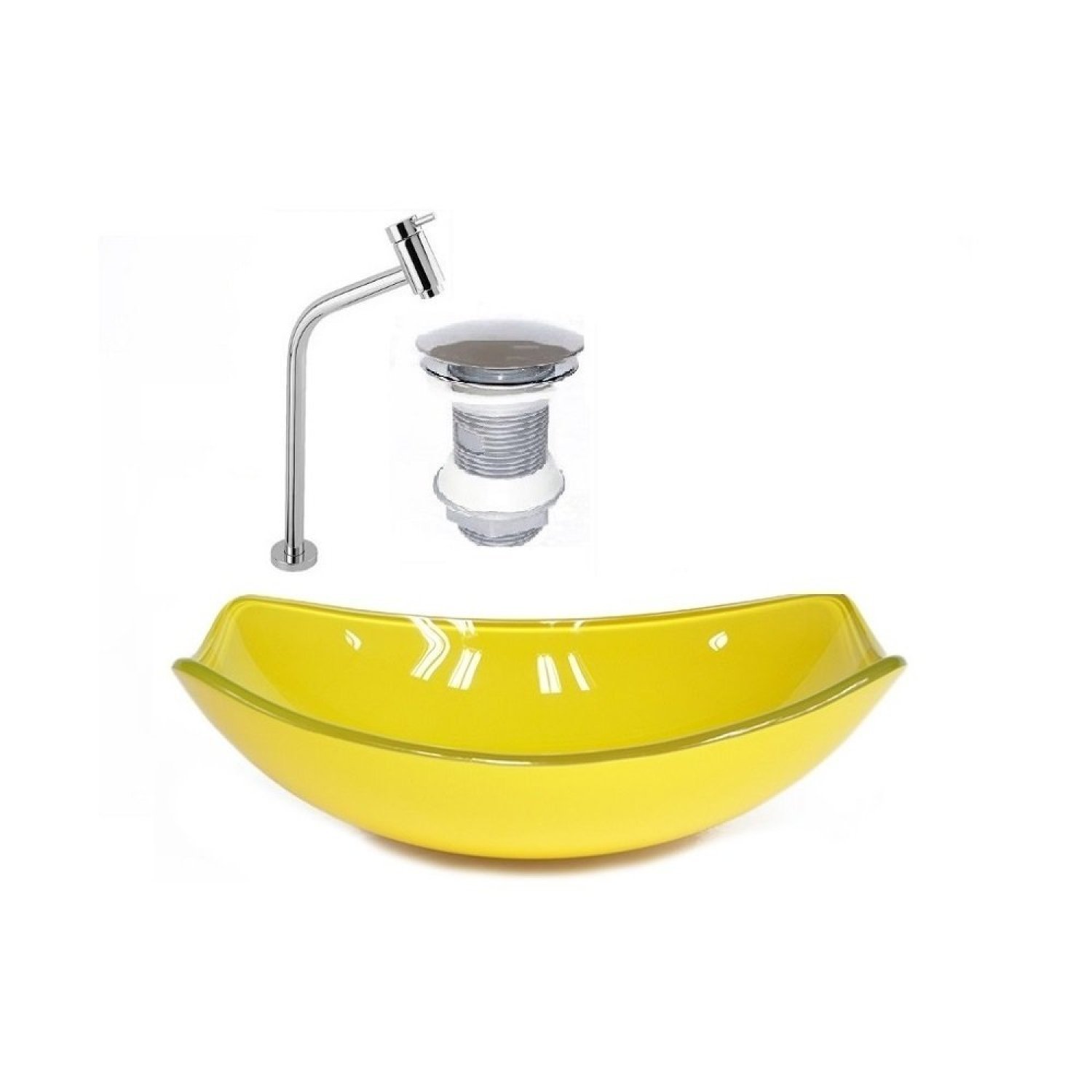 Kit Cuba de Vidro + Torneira para Lavatório Oval Chanfrada 46cm - 1