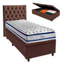 Ver imagem 1 de Conjunto Cama Box Bau Marrom Solteiro + Colchão Molas Ensacadas Blue Paropas + Cabeceira