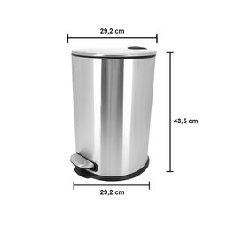 Lixeira 20 Litros Aço Inox com Pedal Cesto Removível Mimo - 3