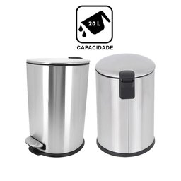 Lixeira 20 Litros Aço Inox com Pedal Cesto Removível Mimo - 2