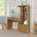 Ver imagem 1 de Escrivaninha Infantil 122,5x138x46, Lucca 1 Gaveta 122,5cm Amendoa Laranja