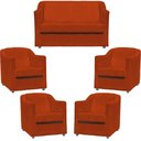 Ver imagem 1 de Kit Namoradeira Decorativa + 4 Poltronas para Sala Manicure Recepção Consultório Mila Suede