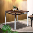 Ver imagem 1 de Mesa Para Sala De Jantar Cromado Tampo Castanho Rústico Riviera Art Panta 90 X 90