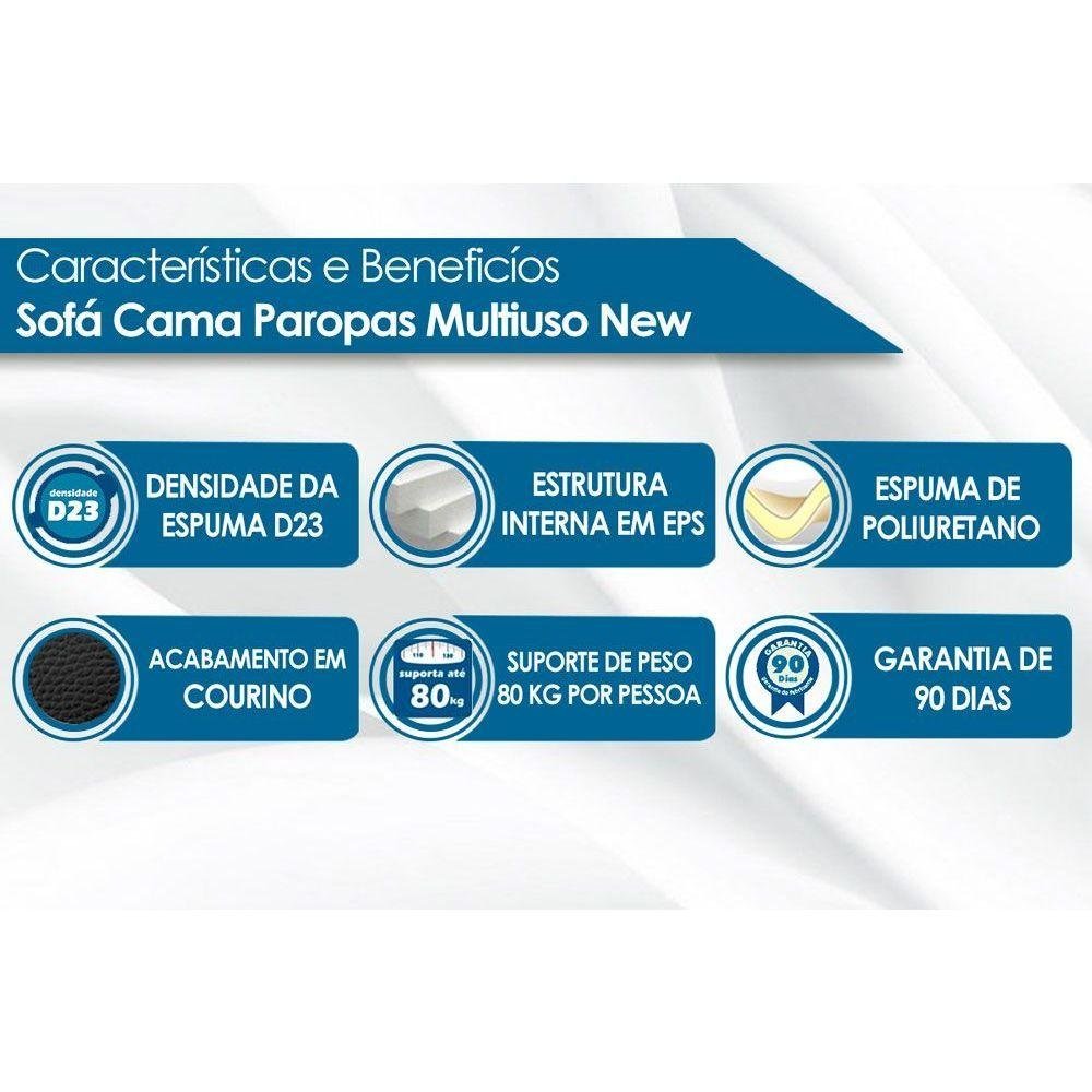 Sofá Cama Solteiro New Extra Courano Preto - Paropas - 2