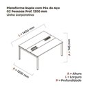 Ver imagem 3 de Estação de Trabalho Mesa Plataforma Escritório Dupla para 2 Pessoas com Caixa de Tomada Pdc Marrom/Walnut/Branco