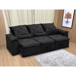 Sofá Retrátil Reclinável 2,70 M Preto 504 Athenas Premium - 2