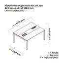 Ver imagem 3 de Estação de Trabalho Mesa Plataforma Escritório Dupla para 2 Pessoas com Caixa de Tomada Pdc Cinza/Branco