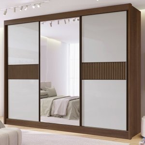 Guarda-roupa Casal Mdf com Espelho 3 Portas 6 Gavetas Miami