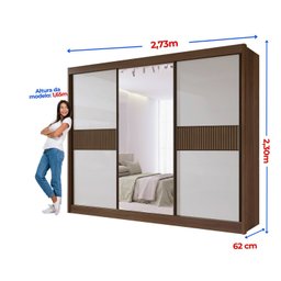Guarda-roupa Casal Mdf com Espelho 3 Portas 6 Gavetas Miami - 4