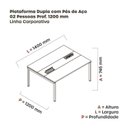 Ver imagem 3 de Estação de Trabalho Mesa Plataforma Escritório Dupla para 2 Pessoas com Caixa de Tomada Pdc Bege/Noce Marromle/Cinza
