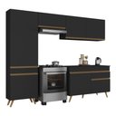 Ver imagem 2 de Armário Cozinha Modulada Compacta 252cm com Balcão Veneza Multimóveis Mp3763 Preto/dourado