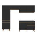 Ver imagem 5 de Armário Cozinha Modulada Compacta 252cm com Balcão Veneza Multimóveis Mp3763 Preto/dourado