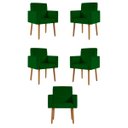 Ver imagem 1 de Kit 5 Cadeiras Poltronas Decorativa - Escritório - Recepção Cor:verde