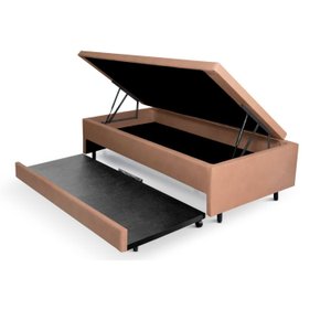 Bicama com Baú Viúva 120x203 Cm em Courino