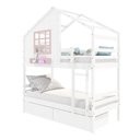 Ver imagem 5 de Beliche Casinha com Janela e 02 Gavetas Madeira Maciça Branco/ Rosa Housin