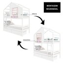 Ver imagem 6 de Beliche Casinha com Janela e 02 Gavetas Madeira Maciça Branco/ Rosa Housin