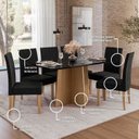 Ver imagem 6 de Sala Jantar Isa 160cm Vidro 6 Cadeiras Elegance Preto/Mel