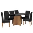 Ver imagem 2 de Sala Jantar Isa 160cm Vidro 6 Cadeiras Elegance Preto/Mel