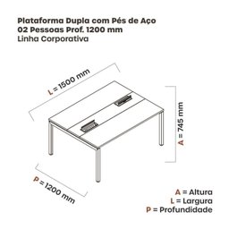 Mesa Plataforma Dupla com Pé de Aço para Coworking 150x120 Pdc15/12/2p - 3
