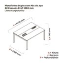 Ver imagem 3 de Estação de Trabalho Mesa Plataforma Escritório Dupla para 2 Pessoas com Caixa de Tomada Pdc Branco