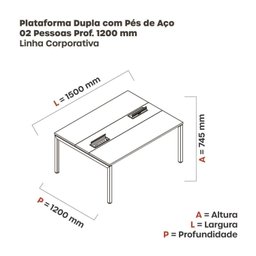 Mesa Plataforma Dupla com Pé de Aço para Coworking 150x120 Pdc15/12/2p - 3