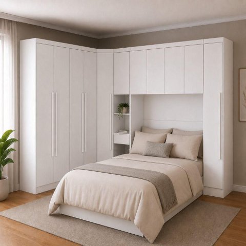 Guarda Roupa Casal Safiraplus 11 Portas de Bater 7 Gavetas MDF Neve