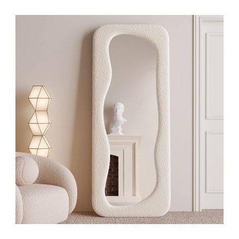 Espelho de Chão Milão Bouclê 68x180cm Off Whitte