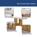 Ver imagem 3 de Mesa de Jantar Dora 160x80 Vidro 40 mm Cinamomo Off White com Kit 6 Cadeiras Veludo Palha - Valdemóv