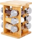 Ver imagem 1 de Porta Temperos Giratório Bambu Prime com 12 Potes Vidro Tampa Prata - Lívon