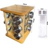 Porta Temperos Giratório Bambu Prime com 12 Potes Vidro Tampa Prata - Lívon - 5