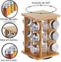Ver imagem 4 de Porta Temperos Giratório Bambu Prime com 12 Potes Vidro Tampa Prata - Lívon