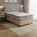 Ver imagem 2 de Cama Box Baú Solteiro Probel Espuma D33 Pillow Top 88x188x59cm Guarda Costas Lyon Branco/Bege