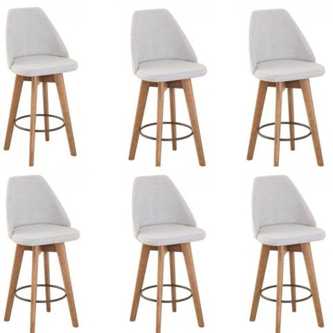 Kit 6 Banquetas Maya Gourmet Gitarória-altura 62 Cm do Chão até o Assento-tecido Linho