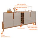 Ver imagem 4 de Aparador Buffet 4 Portas Belle 190 cm Off White e Cedro com Adega - D’Rossi