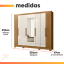 Ver imagem 3 de Guarda Roupas Casal com Espelho Ripado 8 Portas 4 Gavetas Diamante Moval